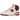 New Balance 650R Aime Leon Dore White Red baskets vue latérale avec empeigne en cuir blanc, détails rouges et semelle épaisse classique