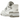 New Balance 550 White Rain Cloud W baskets vue latérale avec empeigne en cuir blanc, empiècements en daim gris et logo 550 sur le côté.