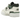 New Balance 550 Angora Green baskets en vue latérale avec tige en cuir blanc, détails verts, logo N classique et semelle extérieure en gomme
