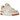 New Balance 550 Au Lait baskets vue latérale avec empeigne en cuir blanc, détails en daim beige clair et logo assorti sur le côté