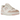 New Balance 550 White Pink baskets vue latérale avec empeigne en cuir blanc, détails roses et logo N emblématique sur le côté