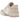 New Balance 550 White Pink baskets en vue angulaire avec tige en cuir blanc, détails roses et logo N emblématique sur le côté