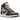 Jordan 1 Retro High '85 Georgetown baskets de profil avec des details en cuir gris et bleu fonce et une semelle blanche