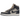 Jordan 1 Retro High '85 Georgetown baskets de profil avec des empiècements en cuir gris et bleu marine et une semelle blanche