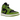Air Jordan 1 Mid Altitude Green baskets vue latérale, avec une base en cuir blanc, un swoosh noir et des détails vert vif sur le talon.
