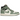 Air Jordan 1 Mid Jade Smoke baskets vue latérale avec empeigne en cuir gris et vert, lacets blancs, semelle en caoutchouc et logo Swoosh noir