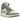 Baskets Air Jordan 1 Mid Jade Smoke vue latérale avec empiècements en cuir blanc et vert, Swoosh noir et semelle intermédiaire blanche