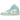 Air Jordan 1 Mid Light Dew baskets vue en angle avec panneaux en cuir vert menthe et blanc et Swoosh noir emblématique sur le côté