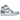 Air Jordan 1 Mid UNC 2022 baskets vue latérale avec cuir blanc, accents bleu clair et logo Wings classique sur la cheville