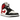 Air Jordan 1 Mid Gym Red Off Noir baskets vue de profil avec panneaux en cuir noir et rouge, logo Swoosh emblématique et semelle intermédiaire blanche