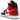 Air Jordan 1 Mid Gym Red Off Noir baskets vue de profil avec superpositions en cuir rouge et blanc, swoosh noir et semelle intermédiaire blanche.