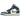 Air Jordan 1 Mid French Blue baskets vue latérale avec panneaux en cuir bleu clair, base blanche, swoosh bleu marine et semelle classique