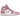 Air Jordan 1 Mid Elemental Pink Iced Carmine baskets vue latérale avec empiècements roses, base en cuir blanc et semelle intermédiaire assortie