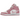 Air Jordan 1 Mid Elemental Pink Iced Carmine baskets vue latérale avec empeigne en cuir rose, panneaux blancs et semelle intermédiaire blanche