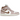 Air Jordan 1 Mid Pink Oxford Brown baskets vue latérale avec empeigne en cuir rose, détails marron et semelle en caoutchouc