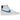 Nike Blazer Mid 77 Vintage White Light Photo Blue Black Sail baskets vue latérale avec cuir blanc, swoosh bleu et semelle intermédiaire vintage