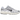 Nike P-6000 White Metallic Silver Flat Silver Black baskets vue latérale angulaire avec mesh blanc, détails argentés et Nike Swoosh noir.