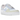 Nike Air Force 1 Low Shadow White Glacier Blue Ghost baskets vue latérale avec empeigne en cuir blanc superposé, accents bleu clair et semelle épaisse.