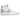 Nike Blazer Mid 77 White Indigo baskets vue latérale avec empeigne en cuir blanc, empiècements en daim gris et détail swoosh bleu indigo