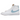 Nike Blazer Mid 77 White Indigo baskets vue latérale, fabriquées en cuir blanc avec un swoosh bleu et une semelle intermédiaire en gomme style vintage.