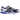 Nike Zoom Vomero 5 White Racer Blue Black baskets en vue latérale, présentant une empeigne en mesh blanc, des détails bleus et un swoosh noir