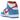 Nike SB Dunk High Doraemon baskets en vue angulaire avec empiècements en daim bleu, détails en cuir blanc, swoosh et lacets rouges