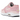 Nike Air Max 1 Strawberry Lemonade baskets en vue latérale avec une empeigne rose, un logo à motifs et une semelle Air blanche.