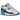Nike Air Max 90 Laser Blue (2020) baskets vue latérale avec empeigne blanche, garde-boue noir et détails bleu laser caractéristiques sur les œillets