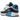 Nike Air Max 90 Laser Blue (2020) baskets vue latérale avec mesh blanc, empiècements en daim gris, détails noirs et accents bleu vif