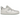 Nike Dunk Low Disrupt Photon Dust baskets en vue inclinée avec des renforts en daim gris, une base en maille blanche, semelle plateforme et bout renforcé.