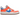 Nike Dunk Low Disrupt Supa baskets en vue inclinée, avec des empiècements en cuir orange et bleu, une semelle compensée chunky et des lacets blancs.