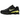 Nike Shox TL Black Dynamic Yellow Metallic Silver baskets en vue angulaire avec tige noire, accents jaunes et colonnes d'amorti emblématiques au talon.