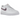 Nike Air Force 1 Low White Pink Glaze baskets vue inclinée avec empeigne en cuir blanc, logo swoosh rose et semelle intermédiaire blanche.