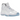 Air Jordan 11 Retro Legend Blue baskets vue en angle avec une empeigne en cuir blanc, des détails en cuir verni brillant et une semelle extérieure bleue.