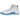 Air Jordan 12 Retro Melo baskets vue latérale avec empeigne en cuir blanc, œillets dorés et design nervuré emblématique le long de la semelle blanche