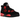 Air Jordan 4 Retro Red Thunder baskets vue latérale avec empeigne en nubuck noir, détails rouges sur la semelle intermédiaire et lacets, unité Air visible