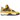 Air Jordan 4 Retro Lightning baskets vue latérale avec tige en nubuck jaune, détails noirs, unité Air visible et semelle blanche