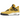 Air Jordan 4 Retro Lightning baskets vue latérale classique avec empeigne en cuir jaune, détails noirs, empiècements en filet et semelle blanche