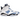 Baskets Air Jordan 6 Retro UNC White en vue latérale avec une empeigne en cuir blanc, des détails bleu ciel sur la semelle et une semelle translucide