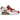 Nike Air Max 90 NRG Bacon 2021 baskets vue latérale avec empeigne en cuir rouge, swoosh rose, semelle intercalaire crème et unité Air visible