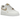 Nike Air Force 1 Low 07 Essential White Beige baskets en vue latérale avec empeigne en cuir blanc, swoosh beige et semelle blanche classique
