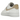 Nike Air Force 1 Low 07 Essential White Beige baskets vue latérale avec swoosh beige, tige en cuir blanc et semelle intermédiaire blanche.