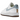 Nike Air Force 1 Low 07 LV8 Indigo baskets en vue inclinée avec empeigne blanche, détails en toile bleu indigo et une semelle extérieure blanche.