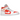Air Jordan 1 Mid SE Bright Citrus baskets vue latérale avec cuir blanc, détails orange, Swoosh noir et lacets blancs