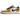 Air Jordan 1 Low OG Rookie of the Year baskets en vue inclinée avec panneaux blancs, empiècements en cuir fauve et swoosh noir