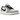 Air Jordan 1 Retro Low OG Barons baskets en vue latérale avec empiècements gris, base en cuir blanc, swoosh noir et lacets blancs sur semelle blanche.