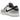 Air Jordan 1 Retro Low OG Barons baskets vue latérale avec empeigne en cuir blanc, empiècements gris, swoosh noir et semelle intermédiaire blanche