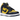 Nike Dunk High Michigan (2020) baskets vue latérale avec empiècements en cuir jaune et bleu marine, lacets blancs et semelle intermédiaire blanche.