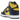Nike Dunk High Michigan (2020) baskets vue latérale mettant en avant le coloris emblématique jaune et bleu marine en cuir.