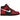 Nike Dunk High Deadpool baskets vue latérale dans une combinaison de rouge et noir avec lacets visibles et empeigne perforée